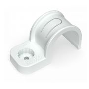 Крепеж-скоба пластиковая односторонняя для прямого монтажа белая в п/э д25 (50шт/450шт уп/кор) Промрукав